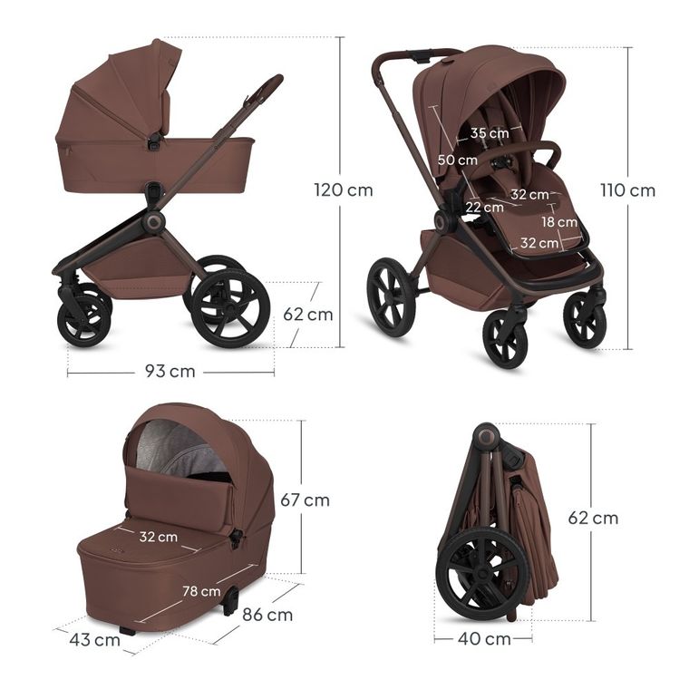 Lionelo, Freya, carucior multifunctional 2in1, Brown Chocolate