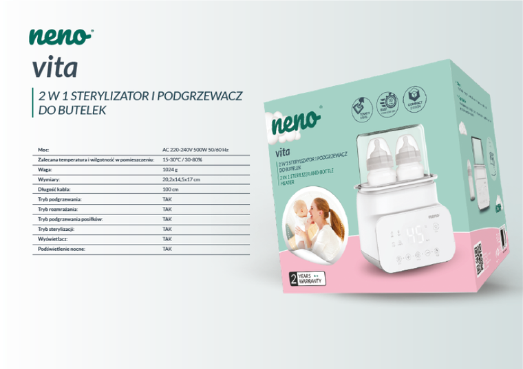 Neno, Vita, sterilizatorul si incalzitorul pentru sticle 2in1