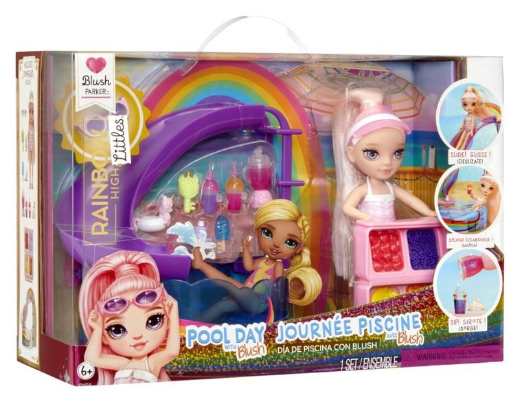 Rainbow High, Littles Dolls, Pool Day, Blush, papusa fashion cu accesorii