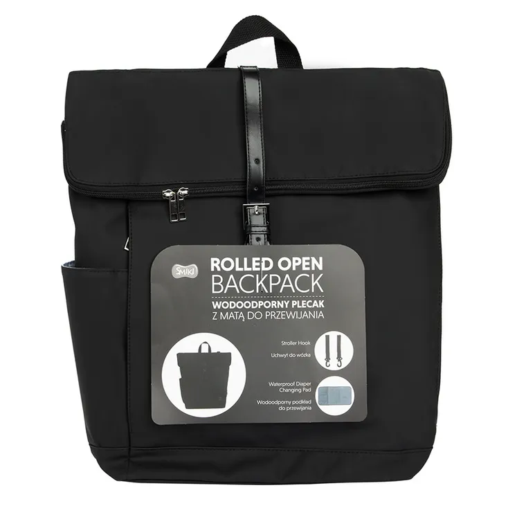 Smiki, rucsac cu saltea de infasat, impermeabil, negru
