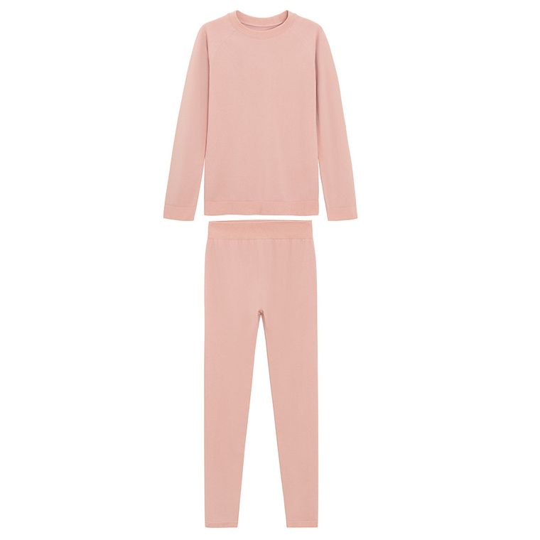 Bluza termoactiva roz cu adaos de lana NOWEAR