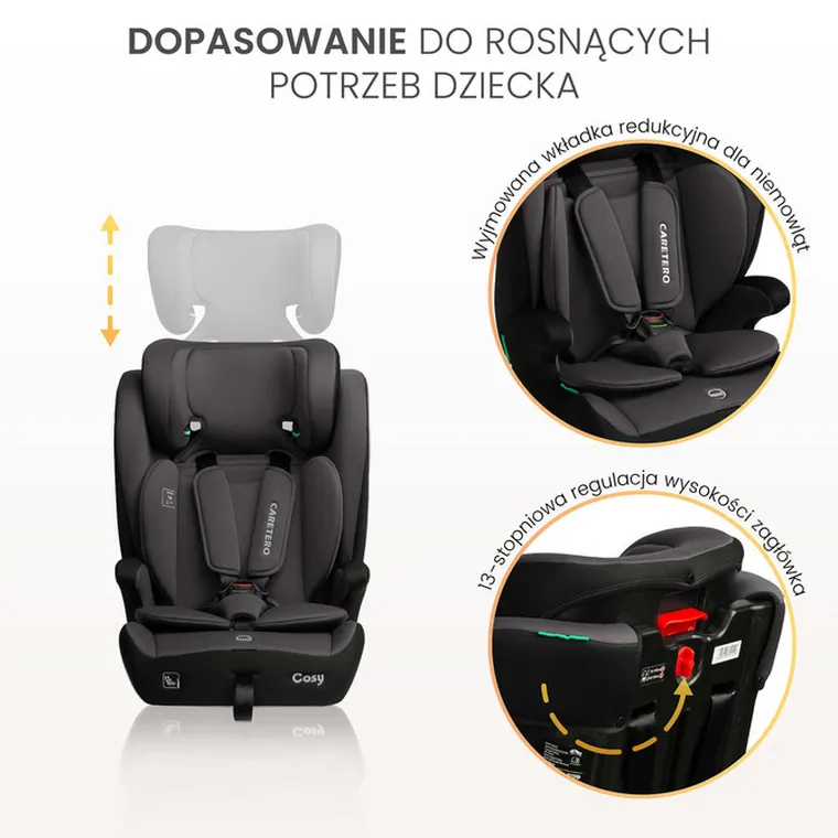 Caretero, Cosy i-Size, scaun auto, gri, 76-150 cm