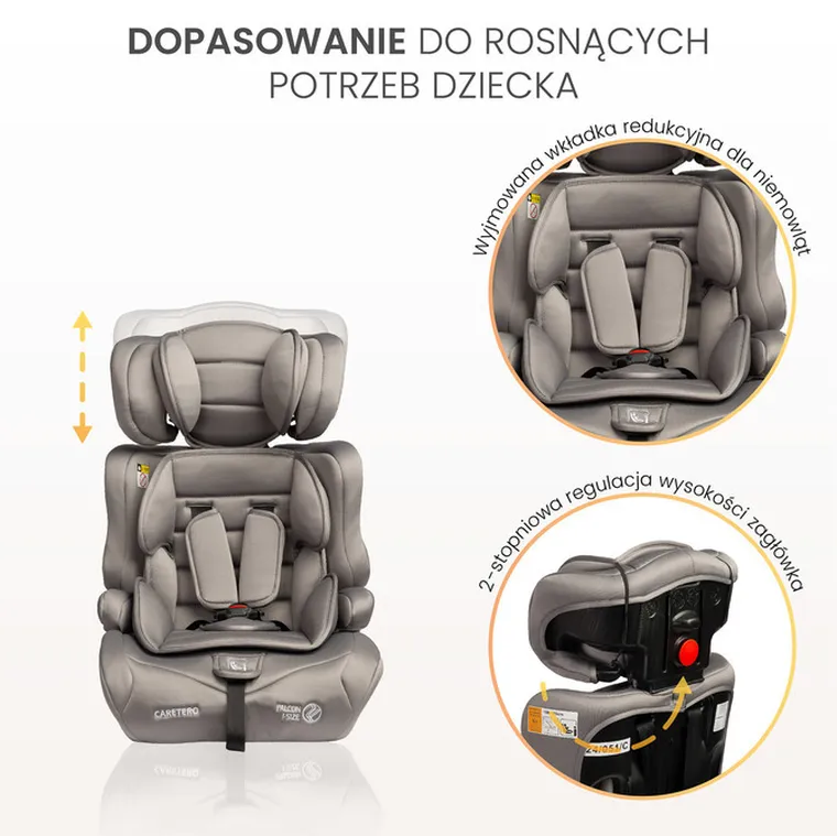 Caretero, Falcon i-Size, scaun auto, negru, 76-150 cm