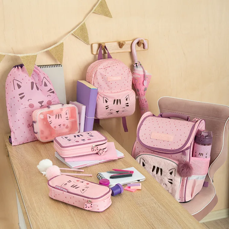 Kayokki, ghiozdan, roz, pisica