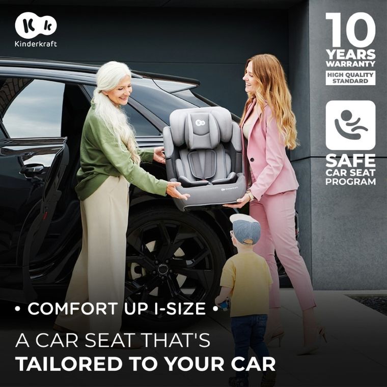 Kinderkraft, Comfort Up, I-size, scaun auto, gri, 76-150 cm