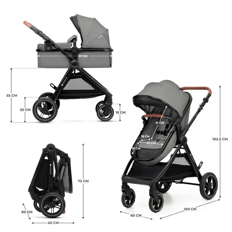 Kinderkraft, Esme Pro, carucior multifunctional 3in1, Moonlight Grey