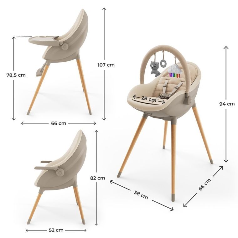 Kinderkraft, Fini Up, scaun de masa 3in1, bej