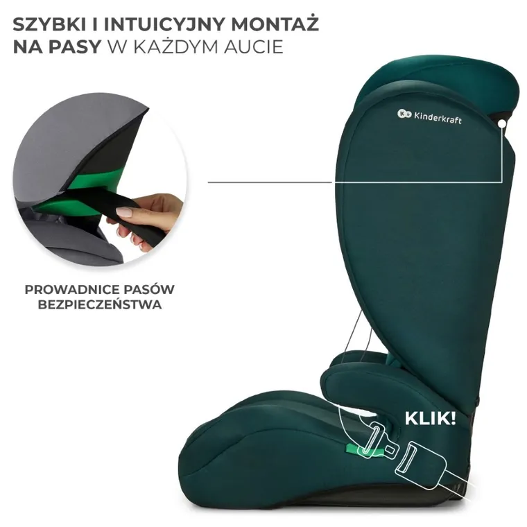 Kinderkraft, I-Spark, scaun auto, 100-150 cm, Green