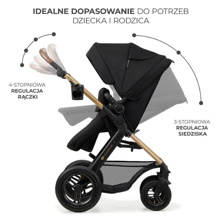 Kinderkraft, Moov 2 Air, carucior multifunctional 3in1, Pure Black