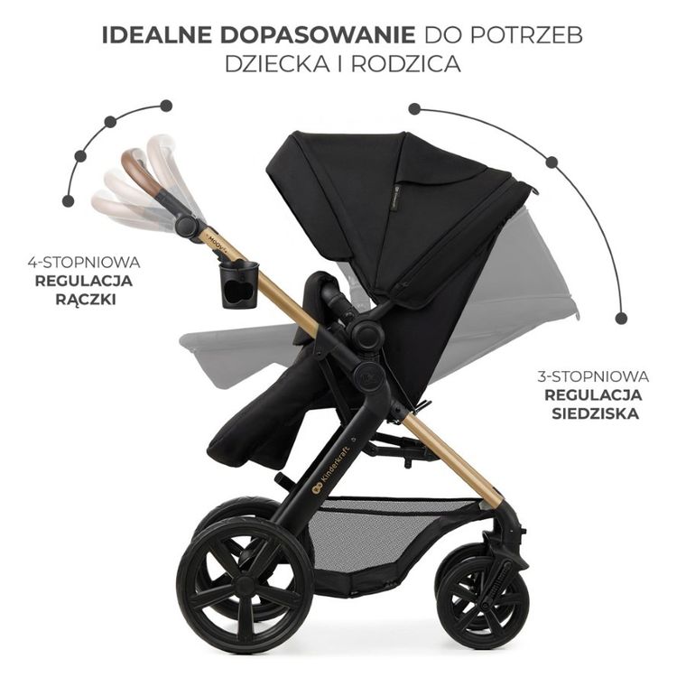 Kinderkraft, Moov 2, carucior multifunctional 3in1, Pure Black