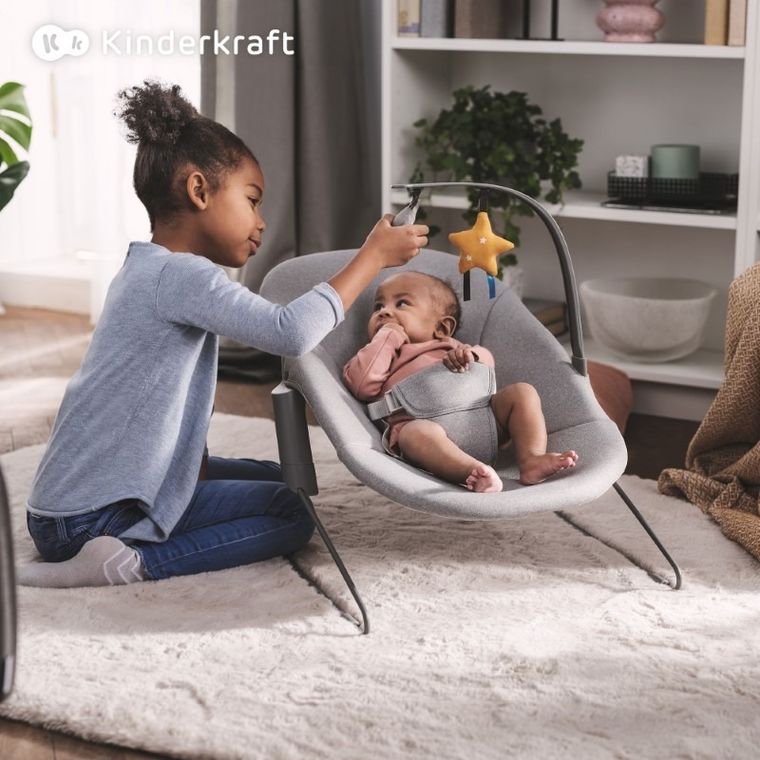 Kinderkraft, scaun de masa Enock + sezlongul Calmee, Grey