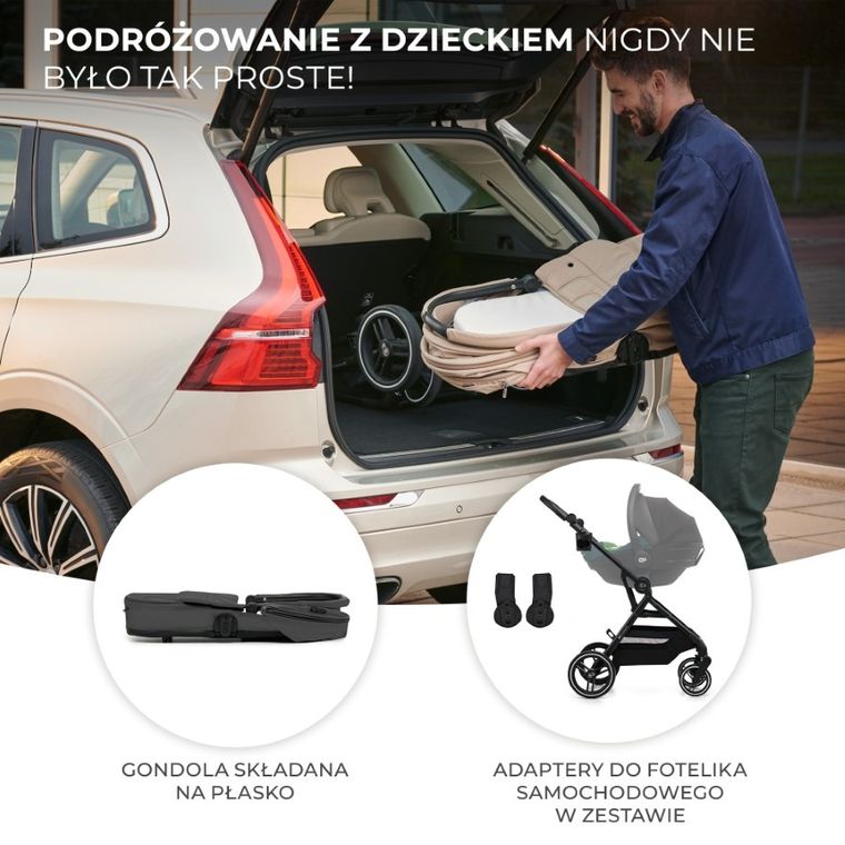 Kinderkraft, Yoxi, carucior multifunctional 2in1, Moonlight Grey