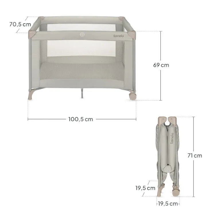 Lionelo, Amelie, patut de voiaj compact, Beige Sand