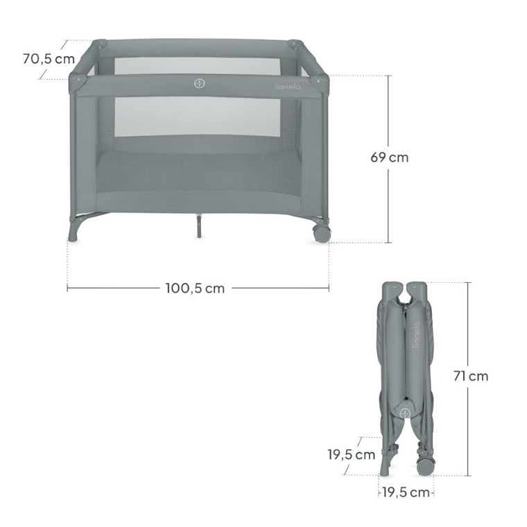 Lionelo, Amelie, patut de voiaj compact, Grey Concrete