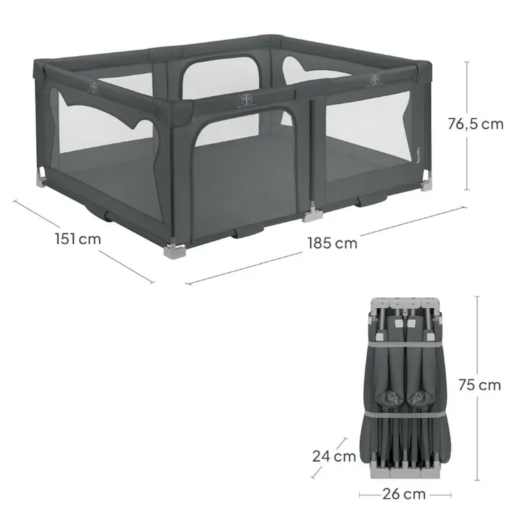 Lionelo, Florence, tarc de joaca pentru copii, Easy Fold, Grey Graphite