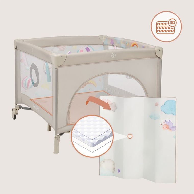 Lionelo, Mille Plus, parcul de joaca pentru copii, Grey Beige