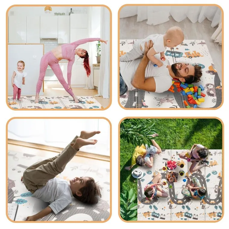 Nukido, Covoras educativ pliabil din spuma pentru copii, mare, 180-200 cm