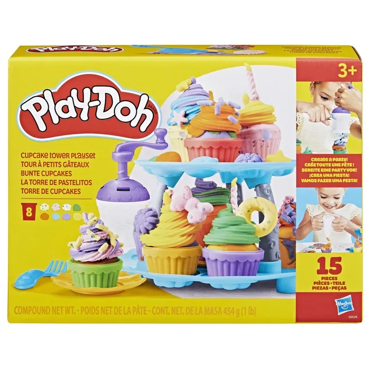 Play-Doh, Cupcake Tower, set creativ, 8 cutie cu plastilina