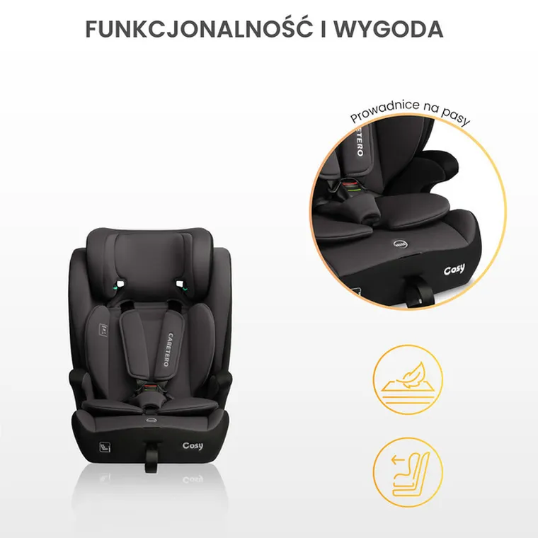 Caretero, Cosy i-Size, scaun auto, negru, 76-150 cm