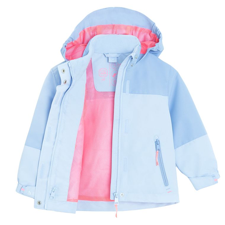 Cool Club, Geaca de ploaie cu gluga pentru fete, 3in1, Bluza polar cu fermoar, albastru