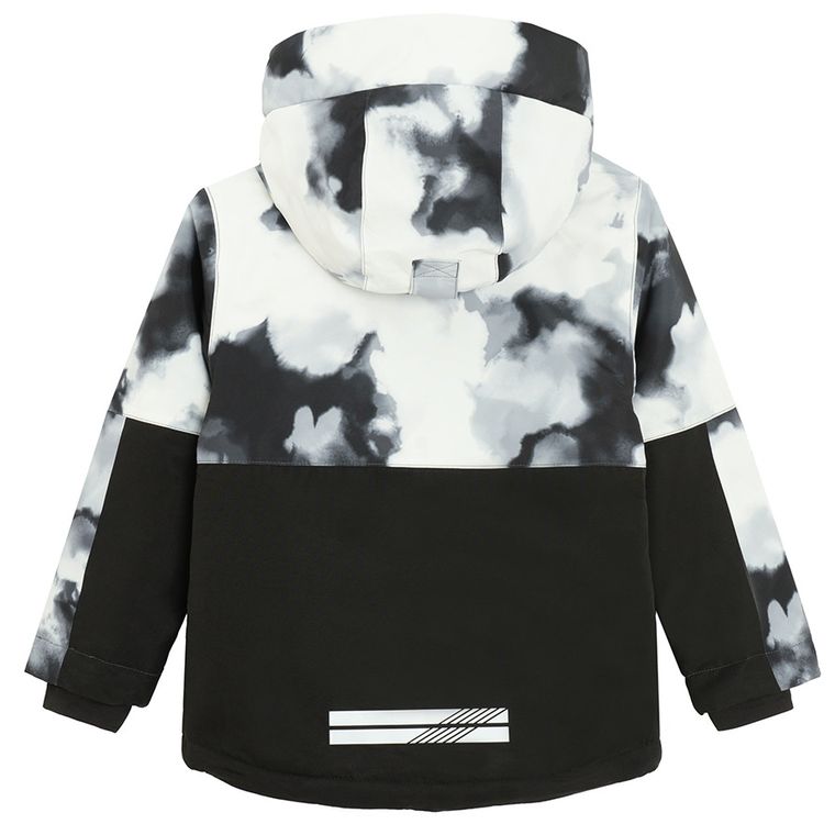 Cool Club, Geaca de schi impermeabil pentru baieti, cu gluga, negru-alb