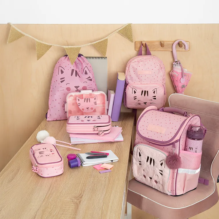 Kayokki, ghiozdan, roz, pisica