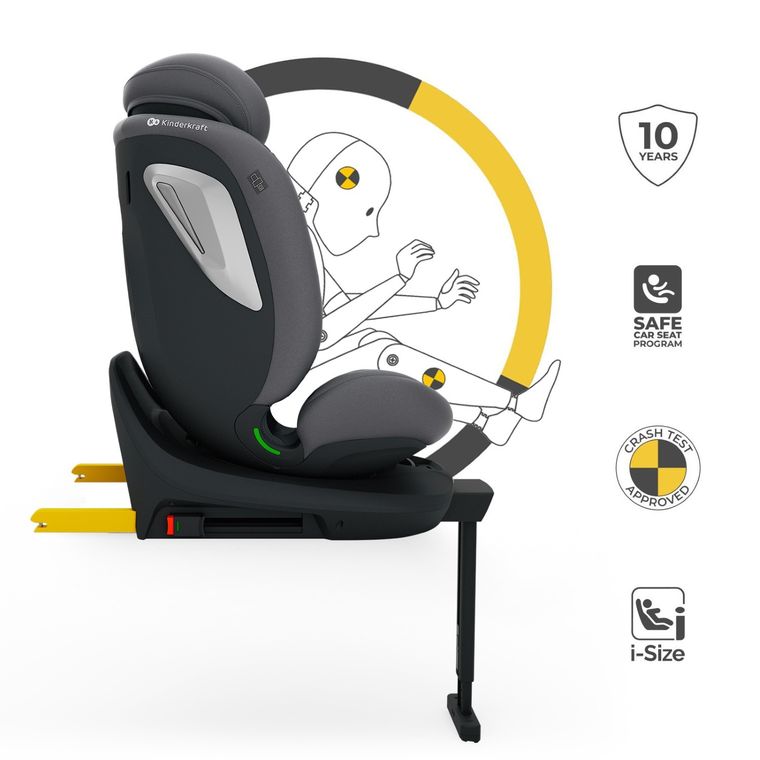 Kinderkraft, I-360 2 Plus, scaun auto, i-Size, gri, 40-150 cm