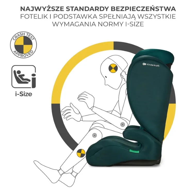 Kinderkraft, I-Spark, scaun auto, 100-150 cm, Green