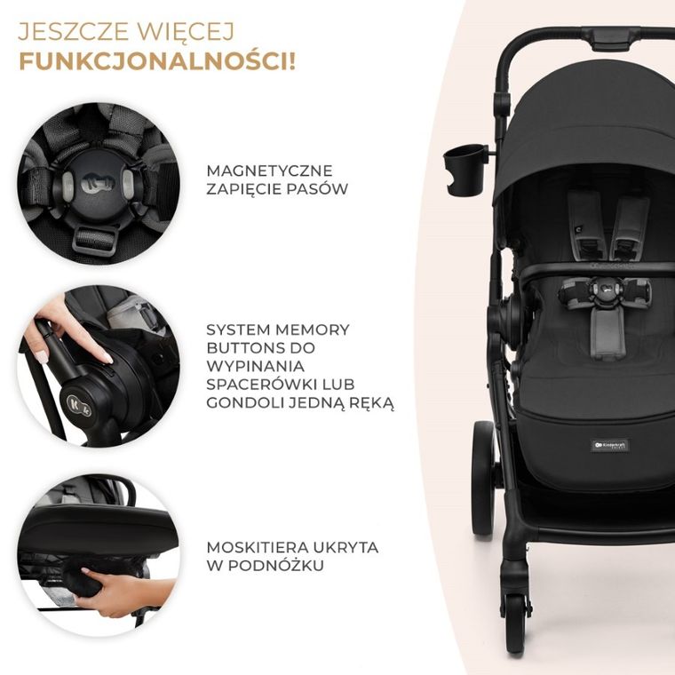 Kinderkraft, Yoxi, carucior multifunctional 2in1, Moonlight Grey