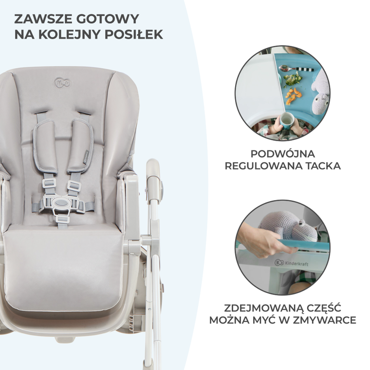 Kinderkraft, Yummy, scaun de masa, gri