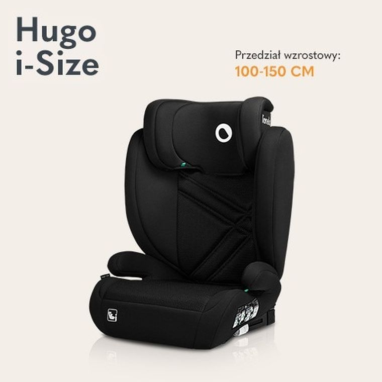 Lionelo, Hugo, I-size, scaun auto, 100-150 cm, Black Carbon
