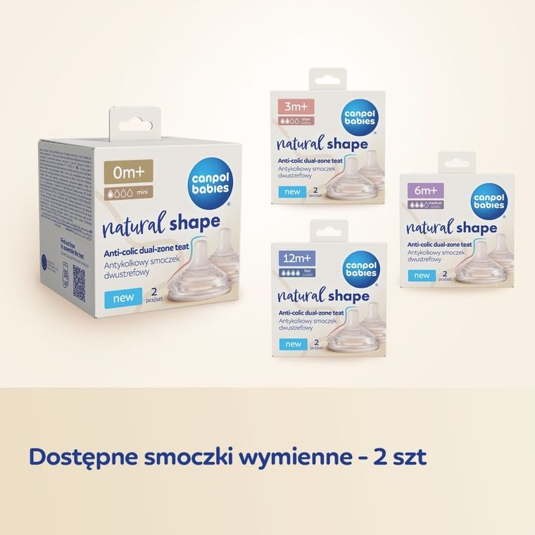 Canpol babies, Natural Shape, biberon cu tetina doua zone, 330 ml