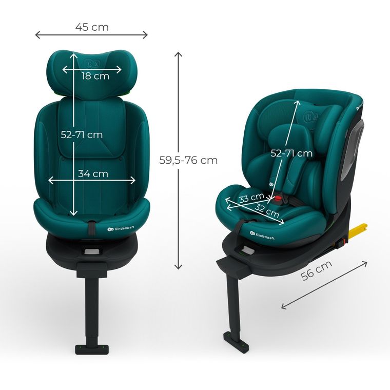 Kinderkraft, I-360 2 Plus, scaun auto, i-Size, verde, 40-150 cm