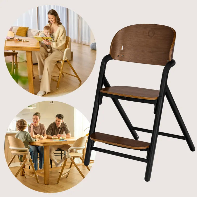 Lionelo, Celia, scaun multifunctional din lemn 3in1, Black Wood