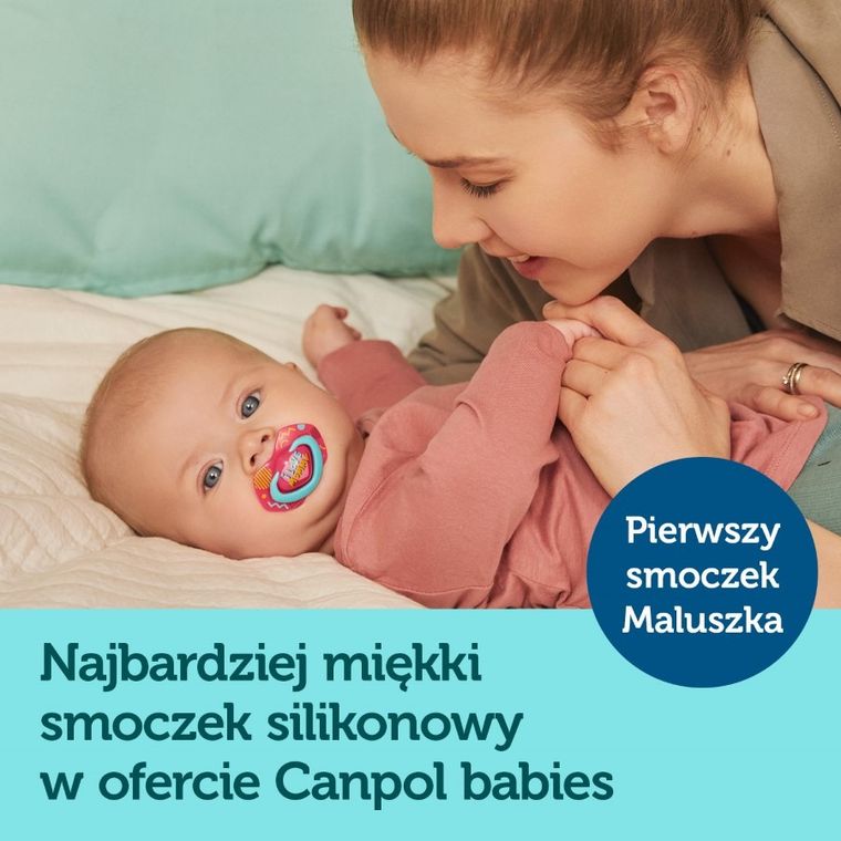 Canpol babies, Neon Love, suzeta din silicon, simetrica, 6-18m, 2 buc., roz