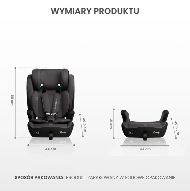 Caretero, Cosy i-Size, scaun auto, gri, 76-150 cm