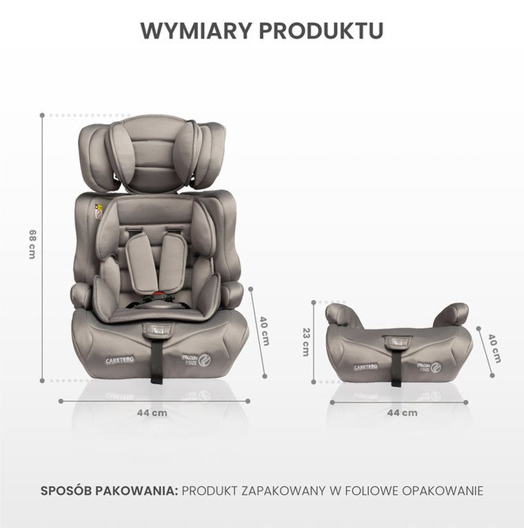 Caretero, Falcon i-Size, scaun auto, grafit, 76-150 cm