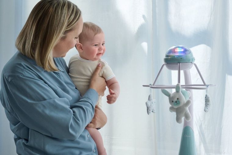 Chicco, First Dreams, Rainbow, Carusel pentru patut 3in1, albastru