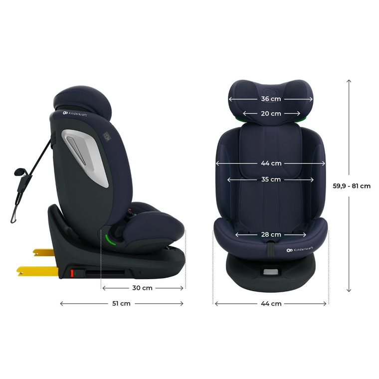 Kinderkraft, I-Grow 2 Plus, scaun auto, i-Size, bleumarin, 40-150 cm