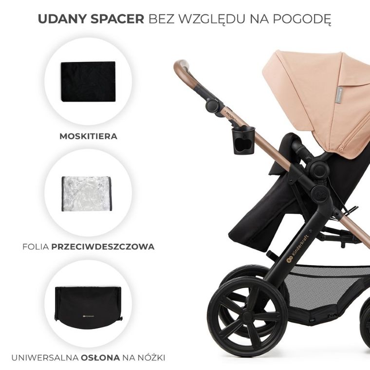 Kinderkraft, Moov 2, carucior multifunctional 3in1, Sand Beige