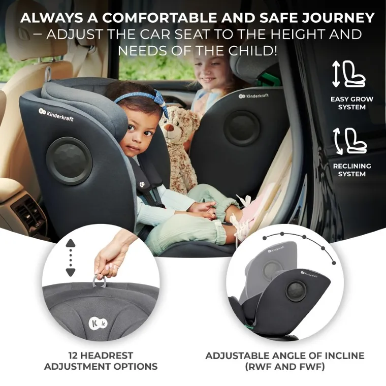Kinderkraft, scaun auto 360, I-size, Grey, 40-150 cm