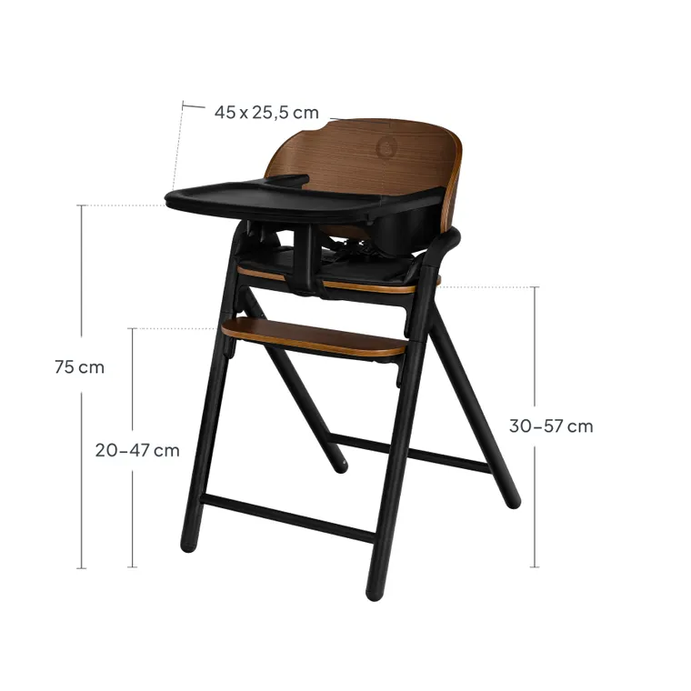 Lionelo, Celia, scaun multifunctional din lemn 3in1, Black Wood