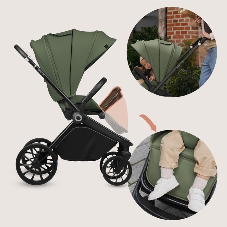 Lionelo, Mika Plus, carucior multifunctional, 3in1, Green Olive