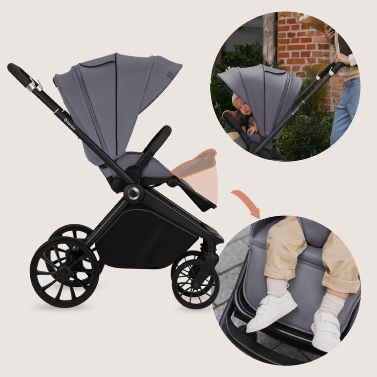 Lionelo, Mika Plus, carucior multifunctional, 3in1, Grey Stone
