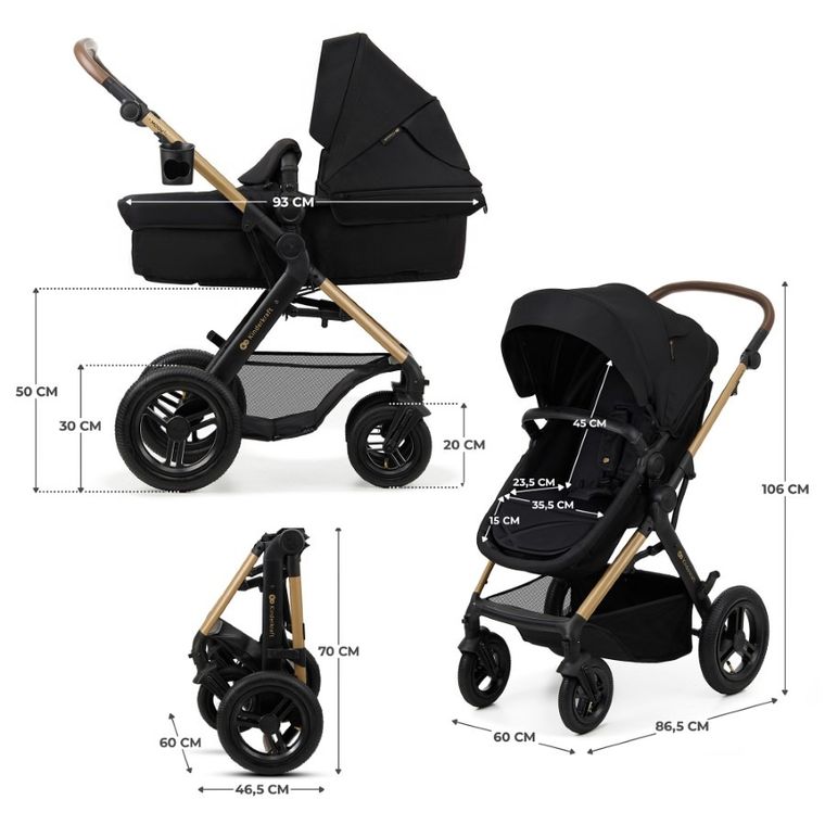 Kinderkraft, Moov 2 Air, carucior multifunctional 3in1, Pure Black
