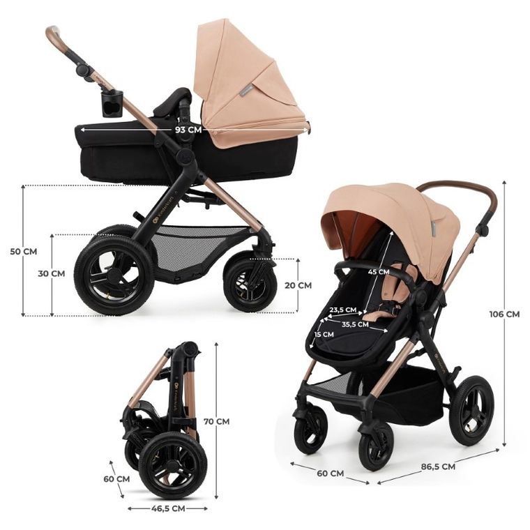 Kinderkraft, Moov 2, Air Wheels, carucior multifunctional 4in1, Sand Beige