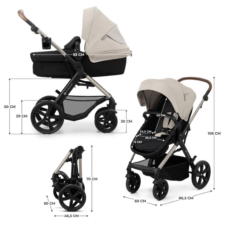 Kinderkraft, Moov 2, carucior multifunctional 3in1, Moonlight Grey