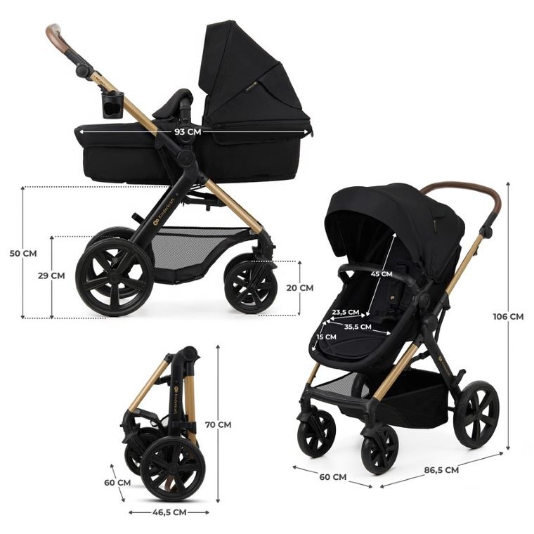 Kinderkraft, Moov 2, carucior multifunctional 3in1, Pure Black
