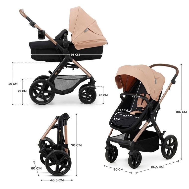 Kinderkraft, Moov 2, carucior multifunctional 3in1, Sand Beige