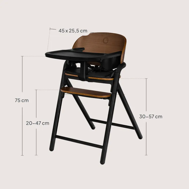 Lionelo, Celia, scaun multifunctional din lemn 3in1, Black Wood